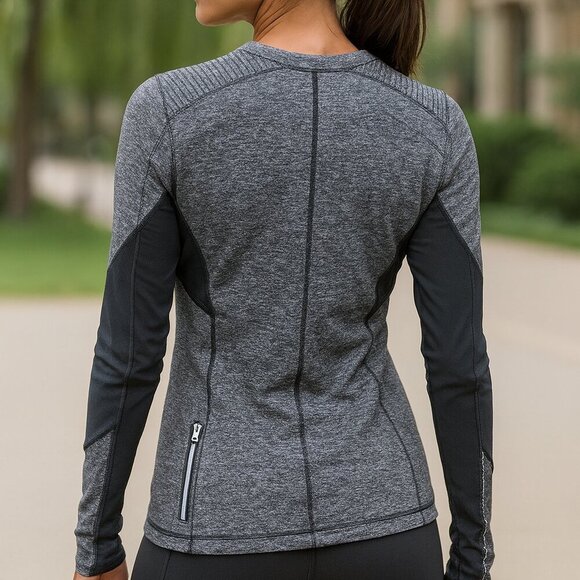 Lululemon Athleisure Star Runner Long Sleeve Slim Top in Black Heathered Gray 8 - Picture 5 of 9